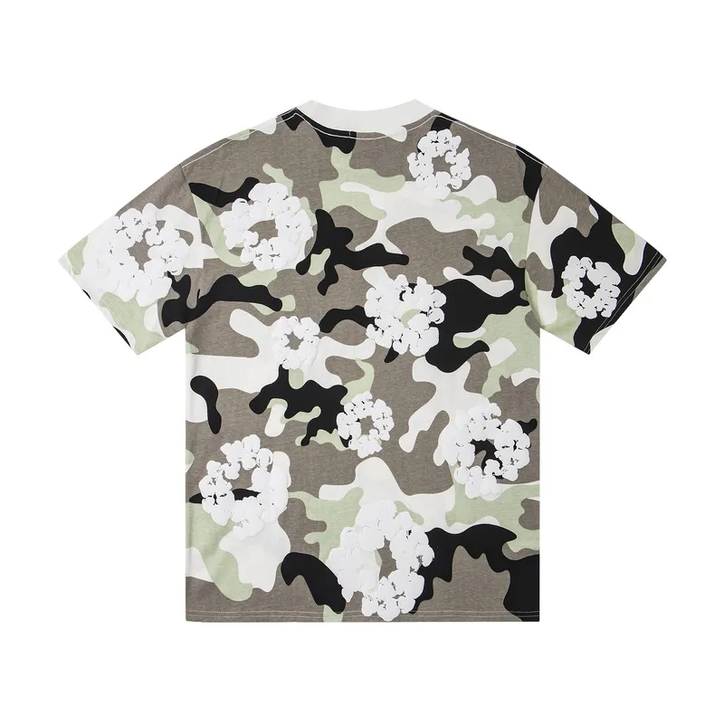 D316# ​​Top P132 D317# Pants P136 DENIM TEARS Kapok European and American fashion brand high quality correct version foam flocking camouflage printed short-sleeved suit Color Camouflage blue Camouflage powder Camouflage gray Camouflage apricot Camouflage green Size S-XL